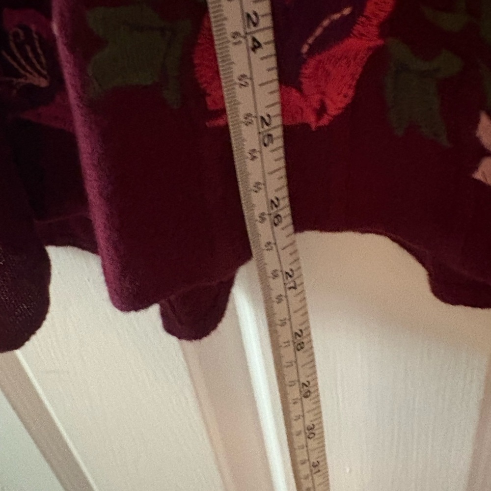 Sahalie Maroon Cardigan with Peplum & Flower Embroidery - Picture 9 of 10